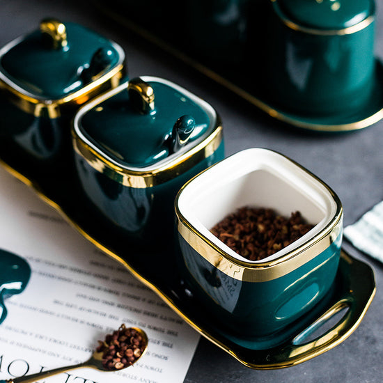 Kitchen ceramic seasoning jar