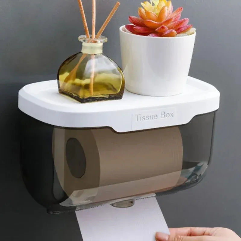 Wall-Mounted Tissue Storage and Phone Rack